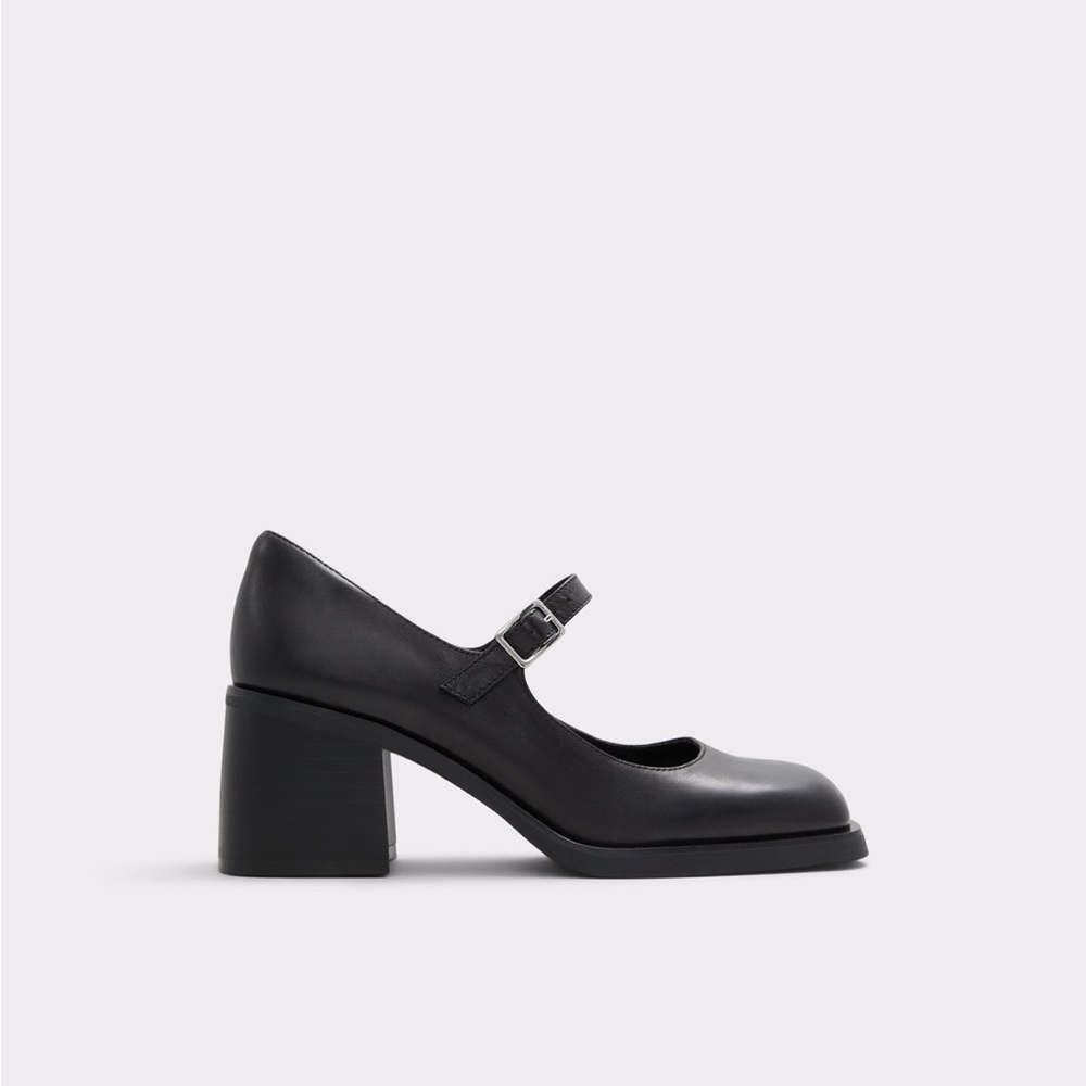 Aldo Black Square-Toe Mary Jane Flats - Picture 7 of 10